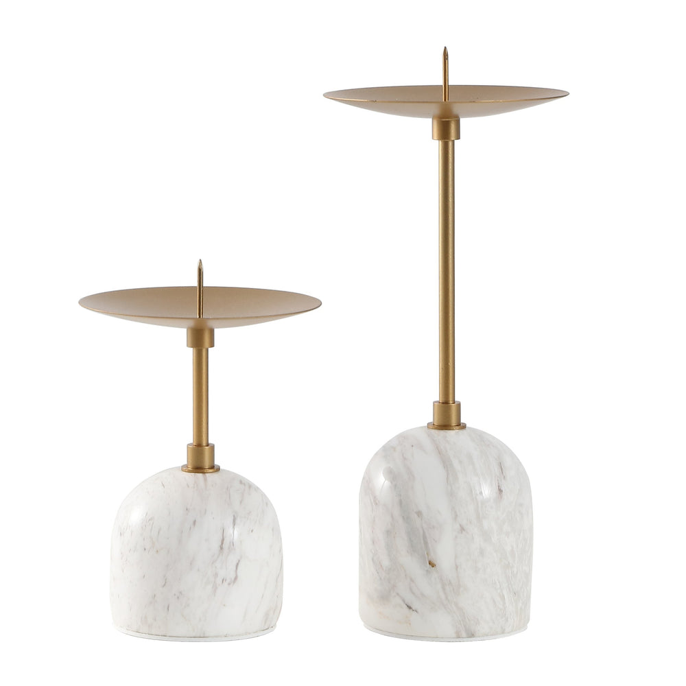 Safavieh Hara, Elegant White/Gold Marble & Metal Candle Holder Set Of 2 - Modern Chic Home Décor Accent White ,Gold Marble+Iron Rdc4042a-set2
