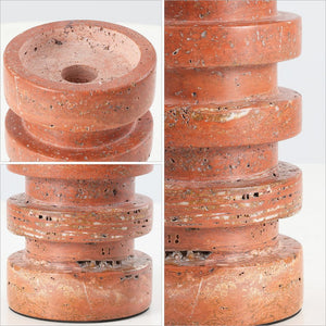 Safavieh Capri, Vibrant Orange/Rust Marble Candle Holder Set Of 2 For Pillar & Taper Candles, Elegant Decor Orange ,Rust Travertine Rdc4043a-set2