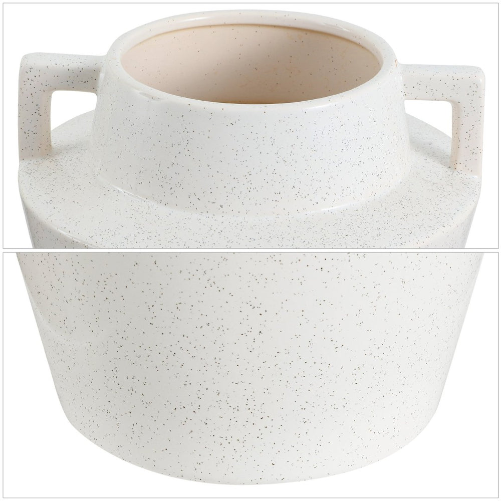 Safavieh EMA Terracotta Vase - 10.25" Sculptural Cream Ceramic with Geometric Handles for Elegant Home Decor RDC4044A