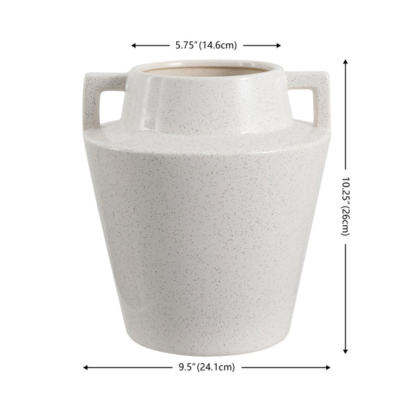 Safavieh Ema Terracotta Vase - Elegant Cream Ceramic With Geometric Handles For Stunning Home Decor Centerpiece Creme Ceramic Rdc4044a