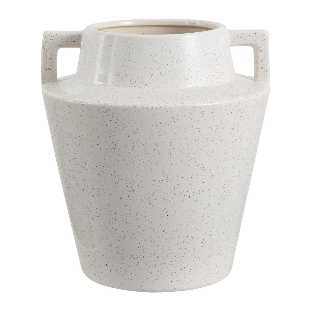 Safavieh Ema Terracotta Vase - Elegant Cream Ceramic With Geometric Handles For Stunning Home Decor Centerpiece Creme Ceramic Rdc4044a