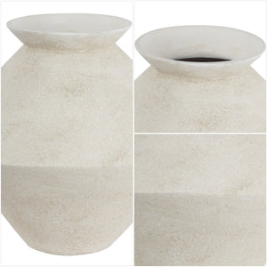 Safavieh Nico,Linen/White, Asymmetrical Rustic Vase - 11.75" Polyresin Decor For Elegant Home Styling Creme 100%Polyresin Rdc4045a