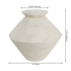 Safavieh Nico,Linen/White, Asymmetrical Rustic Vase - 11.75" Polyresin Decor For Elegant Home Styling Creme 100%Polyresin Rdc4045a