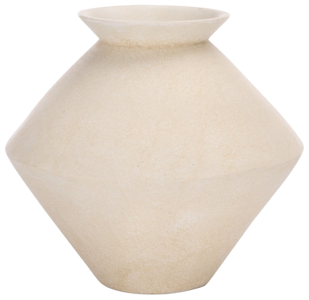 Safavieh NICO,LINEN/WHITE, Asymmetrical Rustic Ceramic Vase - Stylish Decorative Piece for Modern Interiors RDC4045A
