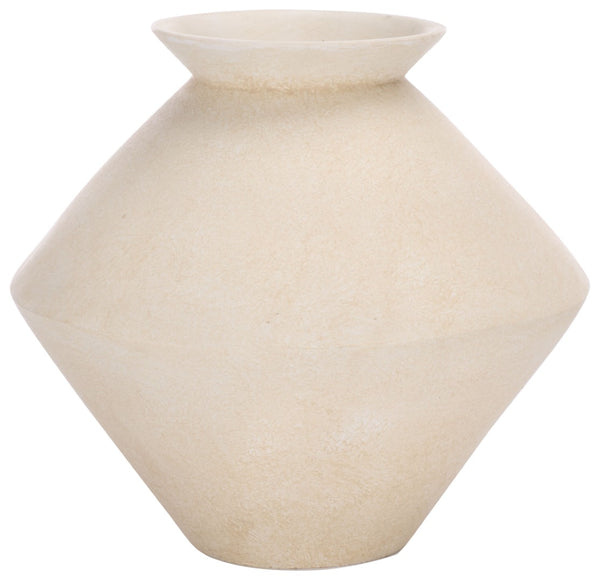 Safavieh NICO,LINEN/WHITE, Asymmetrical Rustic Ceramic Vase - Stylish Decorative Piece for Modern Interiors RDC4045A