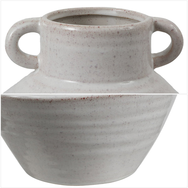 Lina, Ceramic Antique Glaze Vase With Side Handles — 9" Sculptural Accent For Fresh Or Dried Florals