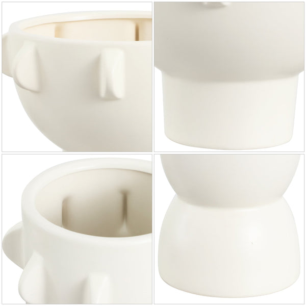 Safavieh Amia, Off White Ceramic Vase Set Of 2 – Contemporary Tab Accent Design For Elegant Home Decor Off White Ceramic Rdc4047a-set2