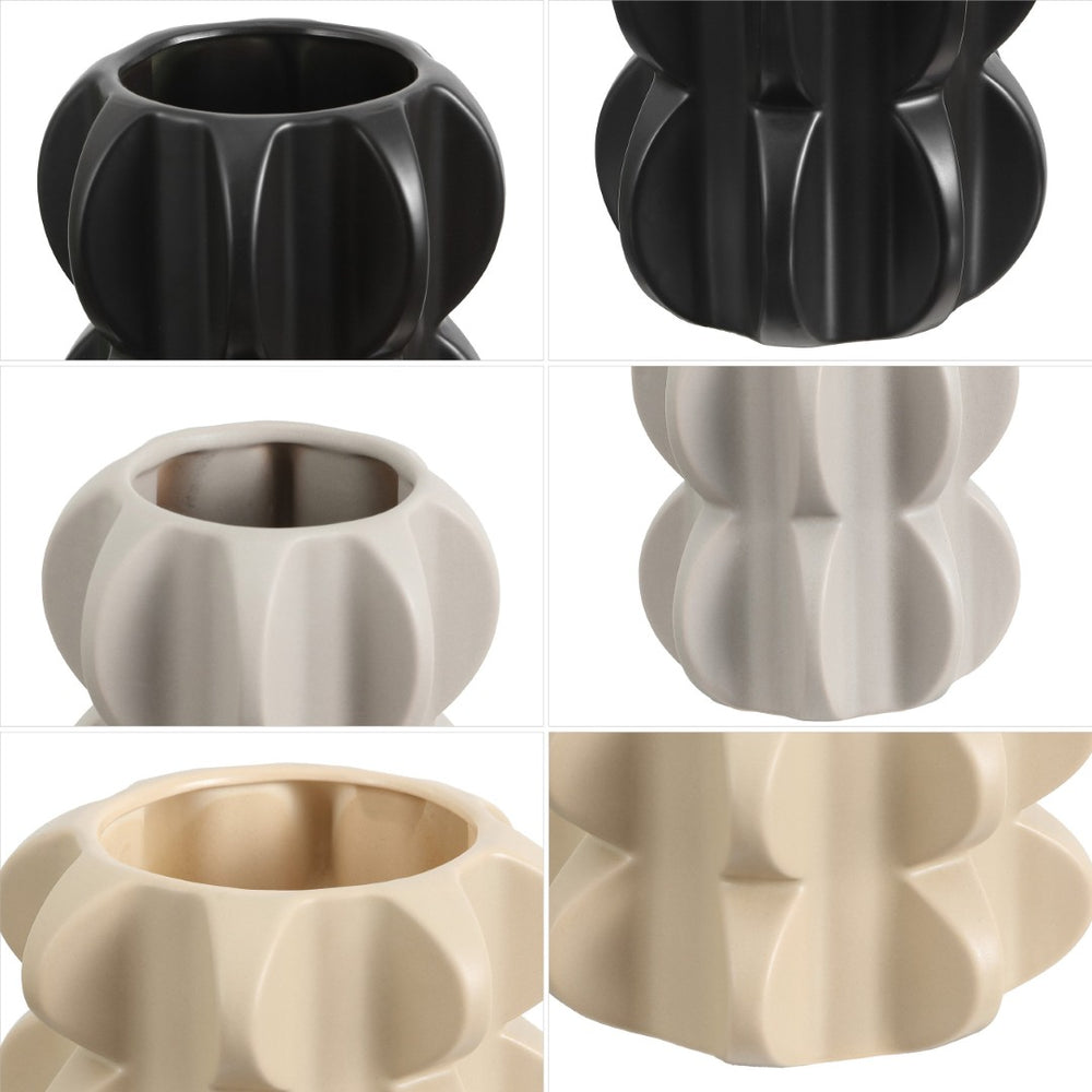 Safavieh FELIX, Sculptural Ceramic Vase Set of 3 in Sand, Grey & Black - Elevate Your Home Decor Elegantly RDC4048A-SET3