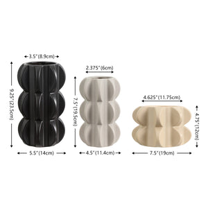 Safavieh Felix, Elegant Ceramic Vase Set Of 3 - Sculptural Design In Sand, Grey, And Black For Home Decor Multi Ceramic Rdc4048a-set3