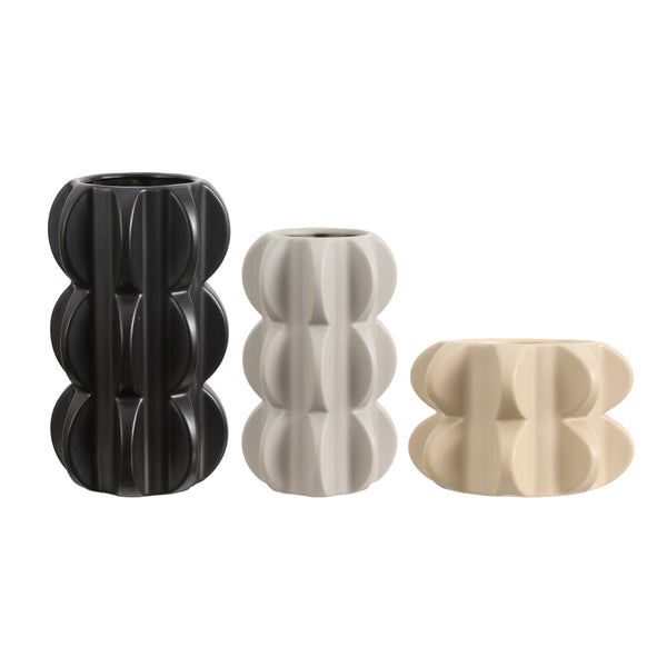 Safavieh Felix, Elegant Ceramic Vase Set Of 3 - Sculptural Design In Sand, Grey, And Black For Home Decor Multi Ceramic Rdc4048a-set3