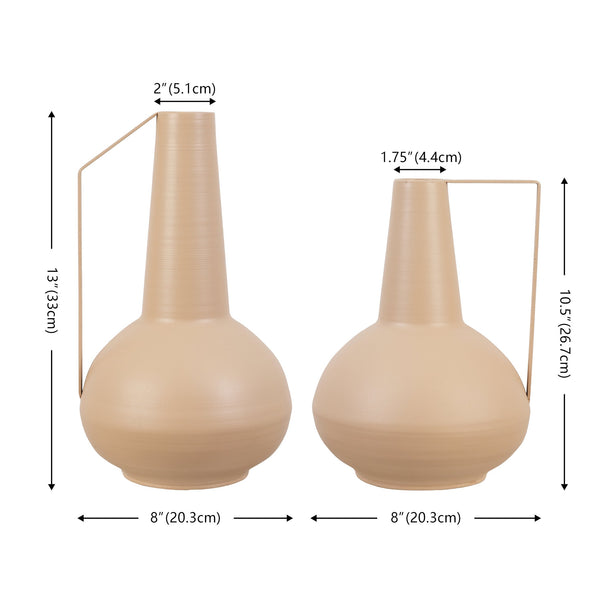 Safavieh Rafe, Beige Iron Vase Set Of 2 - Modern Metal Decor For Living Room, Entryway & Stylish Centerpieces Beige Metal (100%Iron) Rdc4049a-set2