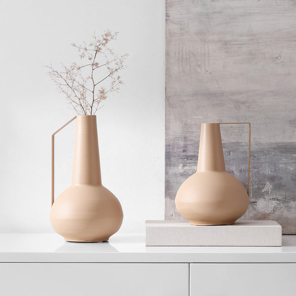 Safavieh Rafe, Beige Iron Vase Set Of 2 - Modern Metal Decor For Living Room, Entryway & Stylish Centerpieces Beige Metal (100%Iron) Rdc4049a-set2