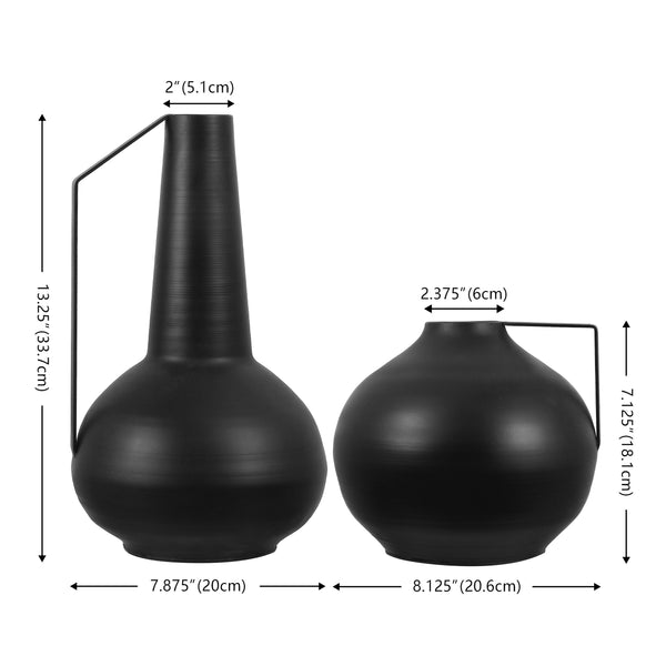 Safavieh Luca, Black Iron Vase Set Of 2 – Modern Elegance For Home Decor & Stylish Dried Arrangements Black Metal (100%Iron) Rdc4050a-set2