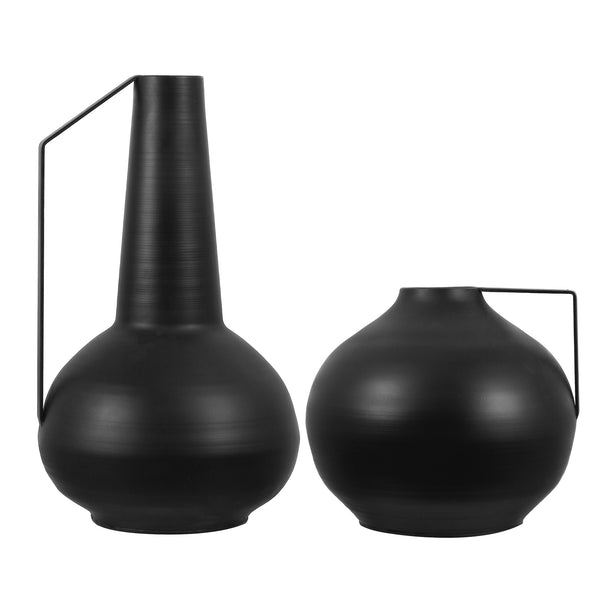 Safavieh Luca, Black Iron Vase Set Of 2 – Modern Elegance For Home Decor & Stylish Dried Arrangements Black Metal (100%Iron) Rdc4050a-set2