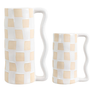 Safavieh Anika, Stunning White/Beige Ceramic Vase Set Of 2 With Wavy Handles For Artistic Home Decor White ,Beige Ceramic Rdc4051a-set2
