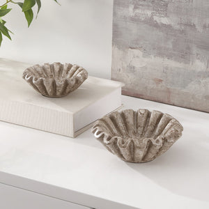 Safavieh Soho, Charcoal Ruffle Bowl Set Of 2 - Elegant Resin Decor With Unique Design For Home Styling Charcoal Resin Rdc4052a-set2