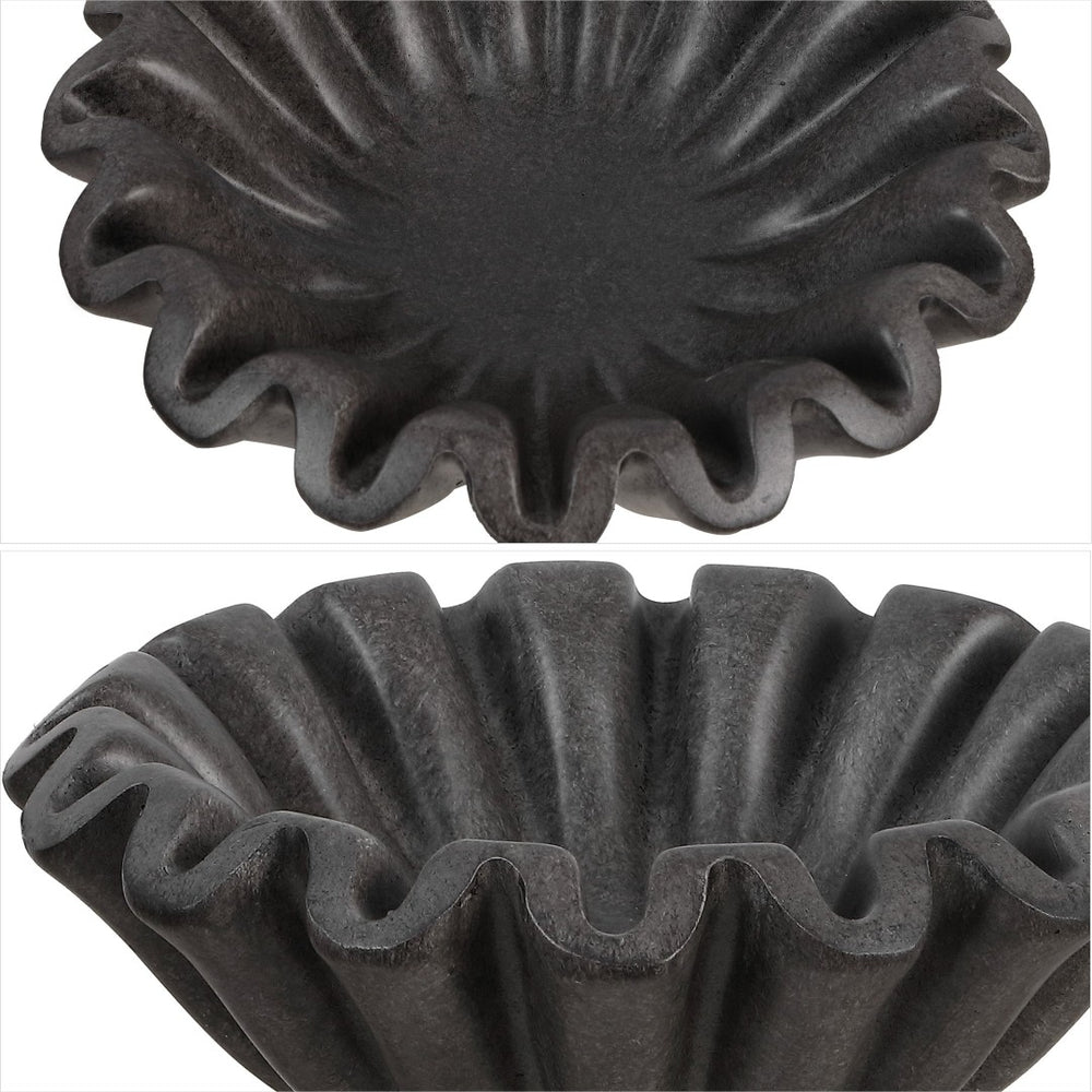 Safavieh SOHO, Charcoal Ruffle Bowl Set - Elegant Resin Decor for Modern Home Accents & Floral Arrangements RDC4052B-SET2