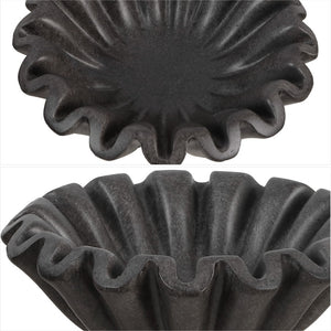 Safavieh Soho, Ruffle Bowl Set Of 2 - Elegant Resin Decor For Home, Perfect For Flowers & Stylish Display Charcoal 100% Resin Rdc4052b-set2