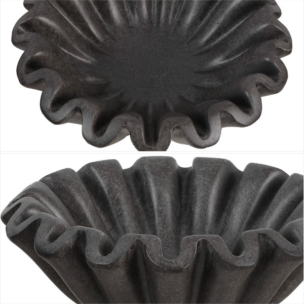 Safavieh Soho, Ruffle Bowl Set Of 2 - Elegant Resin Decor For Home, Perfect For Flowers & Stylish Display Charcoal 100% Resin Rdc4052b-set2