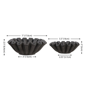 Safavieh Soho, Ruffle Bowl Set Of 2 - Elegant Resin Decor For Home, Perfect For Flowers & Stylish Display Charcoal 100% Resin Rdc4052b-set2