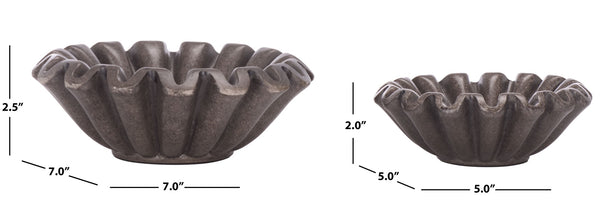 Safavieh SOHO, Charcoal Ruffle Bowl Set - Elegant Resin Decor for Modern Home Accents & Floral Arrangements RDC4052B-SET2