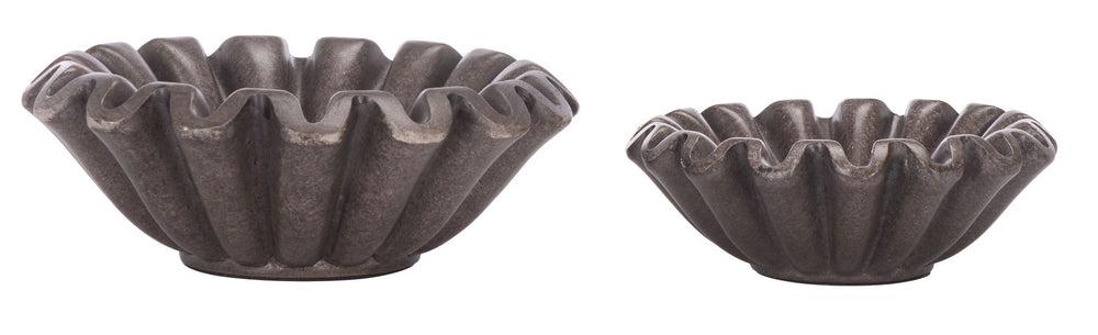Safavieh SOHO, Charcoal Ruffle Bowl Set - Elegant Resin Decor for Modern Home Accents & Floral Arrangements RDC4052B-SET2