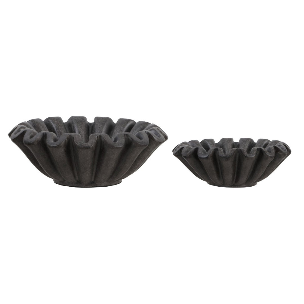 Safavieh Soho, Ruffle Bowl Set Of 2 - Elegant Resin Decor For Home, Perfect For Flowers & Stylish Display Charcoal 100% Resin Rdc4052b-set2