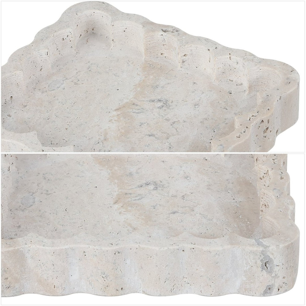 Safavieh COVA, Elegant Greige Marble Scalloped Catchall for Stylish Organization of Daily Essentials RDC4053A