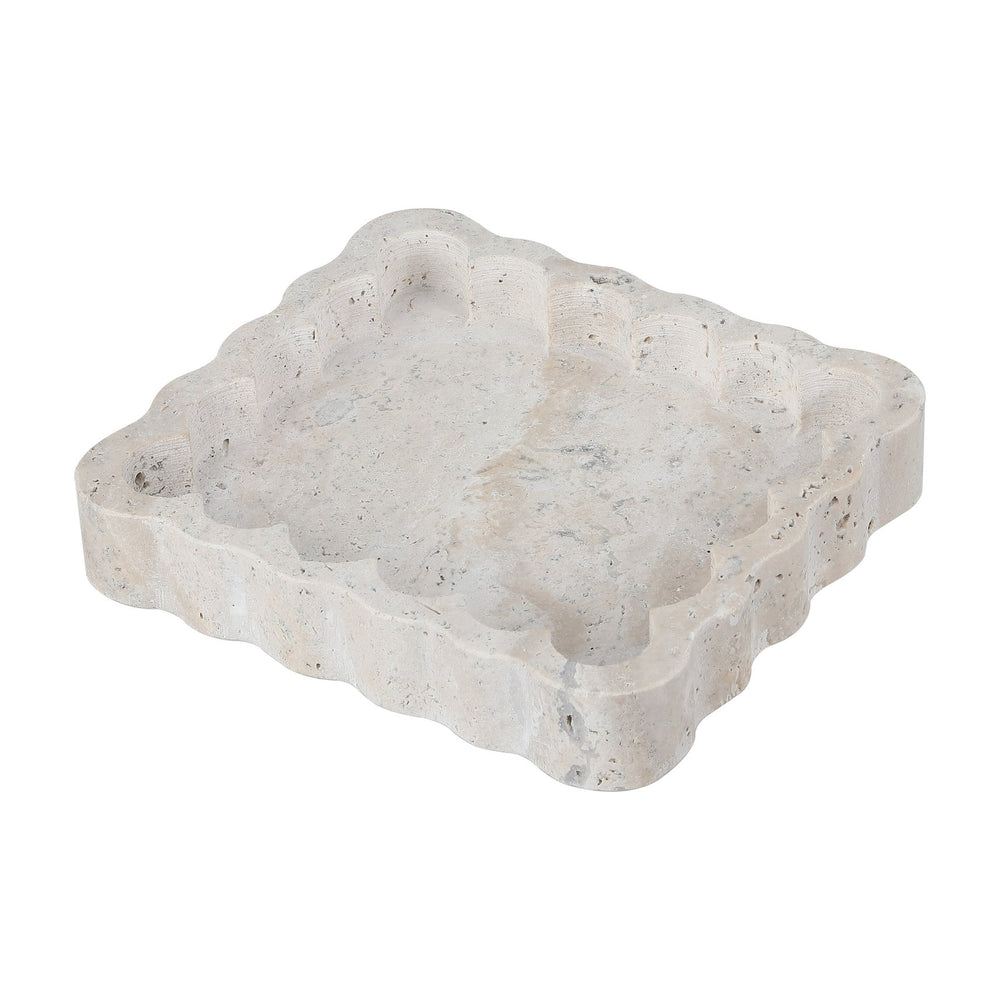 Safavieh Cova, Elegant Greige Marble Scalloped Catchall For Keys, Jewelry & Small Treasures - Stylish Decor Greige 100% Marble Rdc4053a