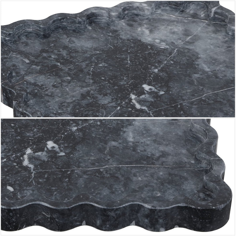 Safavieh AVA, Charcoal Marble Scalloped Tray - Elegant Handcrafted Accent for Home Decor & Tabletop Display RDC4054A