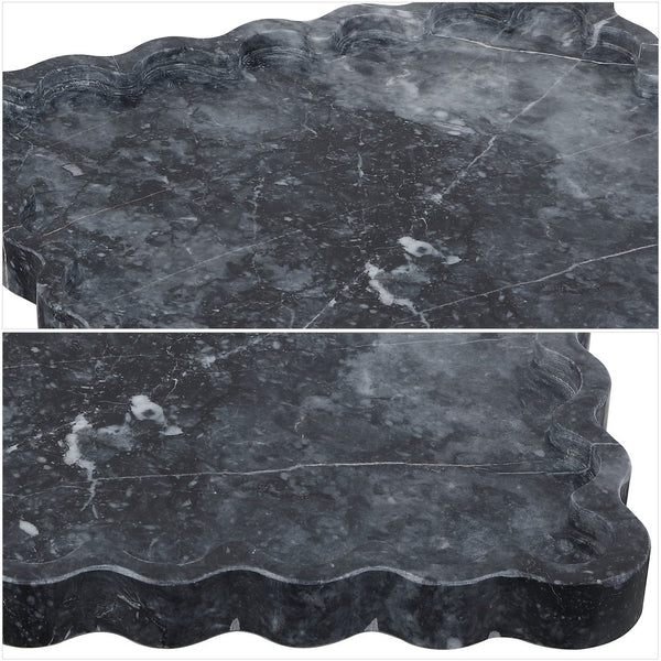 Safavieh Ava, Charcoal Marble Scalloped Tray – Elevate Your Decor With Timeless Elegance And Luxury Finish Charcoal 100% Marble Rdc4054a