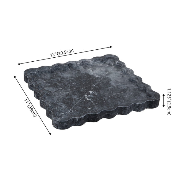 Safavieh Ava, Charcoal Marble Scalloped Tray – Elevate Your Decor With Timeless Elegance And Luxury Finish Charcoal 100% Marble Rdc4054a