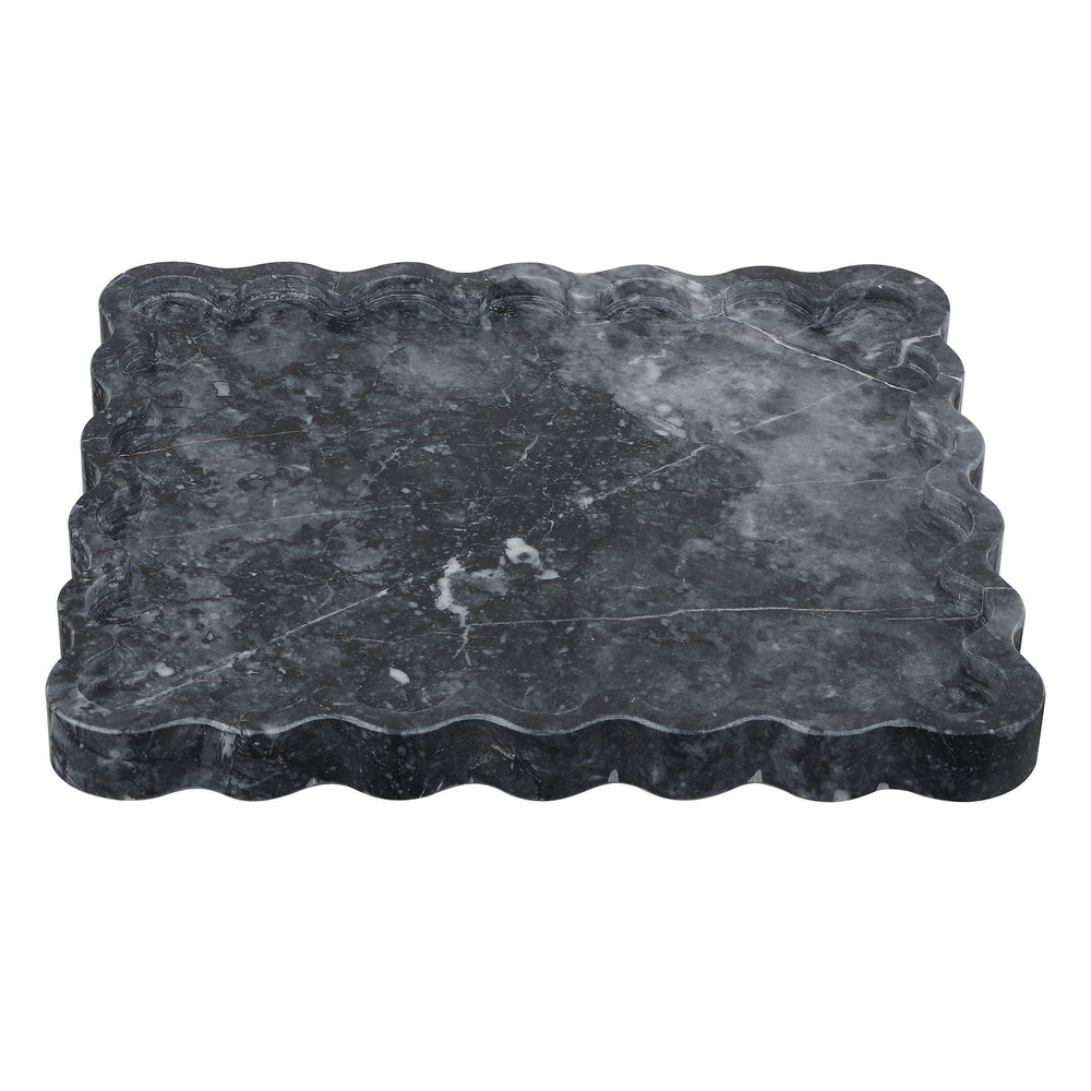 Safavieh Ava, Charcoal Marble Scalloped Tray – Elevate Your Decor With Timeless Elegance And Luxury Finish Charcoal 100% Marble Rdc4054a