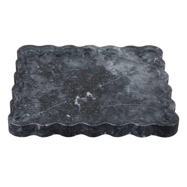 Safavieh Ava, Charcoal Marble Scalloped Tray – Elevate Your Decor With Timeless Elegance And Luxury Finish Charcoal 100% Marble Rdc4054a