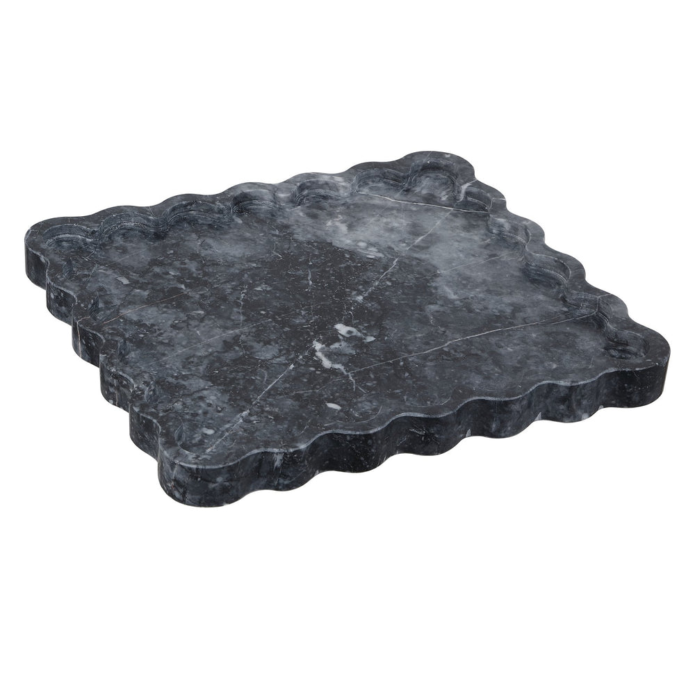 Safavieh Ava, Charcoal Marble Scalloped Tray – Elevate Your Decor With Timeless Elegance And Luxury Finish Charcoal 100% Marble Rdc4054a