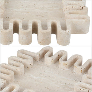 Safavieh Mia, Elegant Tan Travertine Large Tray - Sculptural Centerpiece For Sophisticated Home Decor Tan 100% Marble Rdc4055a