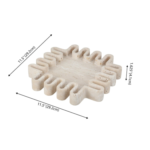 Safavieh Mia, Elegant Tan Travertine Large Tray - Sculptural Centerpiece For Sophisticated Home Decor Tan 100% Marble Rdc4055a