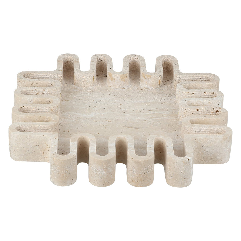 Safavieh Mia, Elegant Tan Travertine Large Tray - Sculptural Centerpiece For Sophisticated Home Decor Tan 100% Marble Rdc4055a