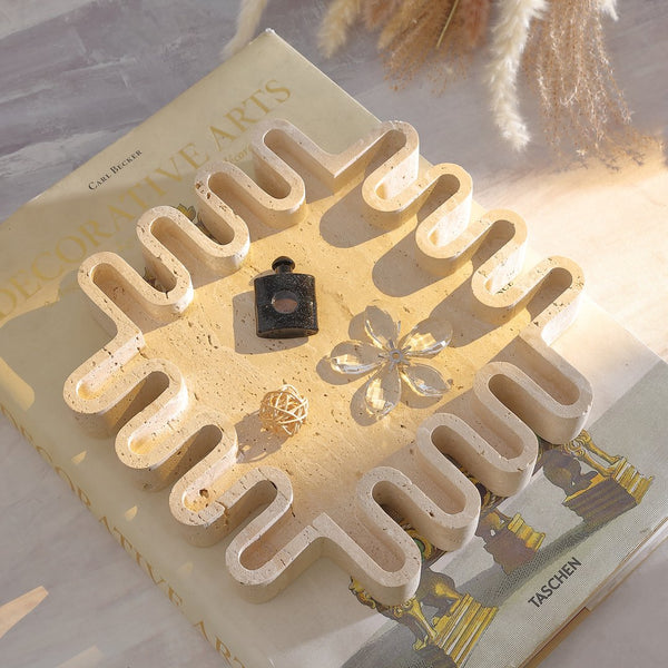 Safavieh Mia, Elegant Tan Travertine Large Tray - Sculptural Centerpiece For Sophisticated Home Decor Tan 100% Marble Rdc4055a