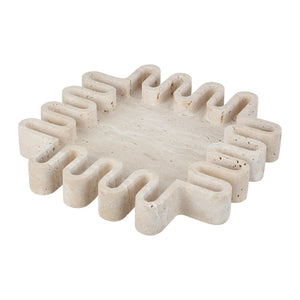 Safavieh Mia, Elegant Tan Travertine Large Tray - Sculptural Centerpiece For Sophisticated Home Decor Tan 100% Marble Rdc4055a