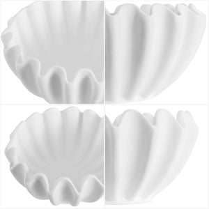 Leni, Ruffle Resin Bowl Set Of 2 — Sculpted Matte Finish Serving Bowls For Elegant Table Styling And Decor (Set)