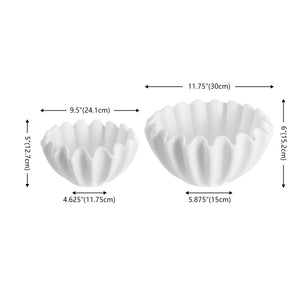 Leni, Ruffle Resin Bowl Set Of 2 — Sculpted Matte Finish Serving Bowls For Elegant Table Styling And Decor (Set)