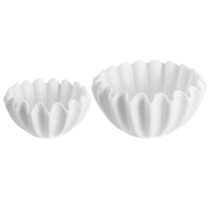 Leni, Ruffle Resin Bowl Set Of 2 — Sculpted Matte Finish Serving Bowls For Elegant Table Styling And Decor (Set)