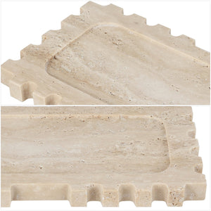Safavieh Lulu, Elegant Sand Travertine Tray - Versatile Marble Decor For Coffee Tables, Vanities & More Tan 100% Marble Rdc4057a