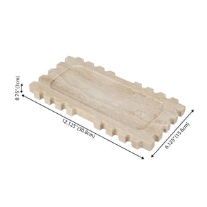 Safavieh Lulu, Elegant Sand Travertine Tray - Versatile Marble Decor For Coffee Tables, Vanities & More Tan 100% Marble Rdc4057a