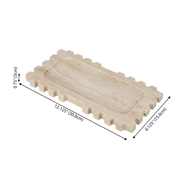 Safavieh Lulu, Elegant Sand Travertine Tray - Versatile Marble Decor For Coffee Tables, Vanities & More Tan 100% Marble Rdc4057a