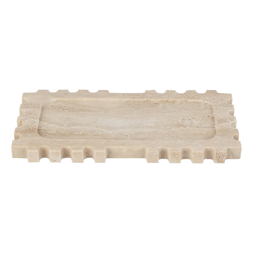 Safavieh Lulu, Elegant Sand Travertine Tray - Versatile Marble Decor For Coffee Tables, Vanities & More Tan 100% Marble Rdc4057a