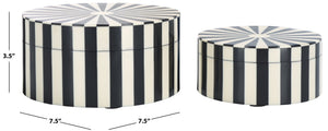 Safavieh CHARLI, Elegant Black/Ivory Decorative Box Set of 2 - Chic Storage for Modern Home Accents & Style RDC5000A-SET2