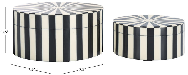 Safavieh CHARLI, Elegant Black/Ivory Decorative Box Set of 2 - Chic Storage for Modern Home Accents & Style RDC5000A-SET2