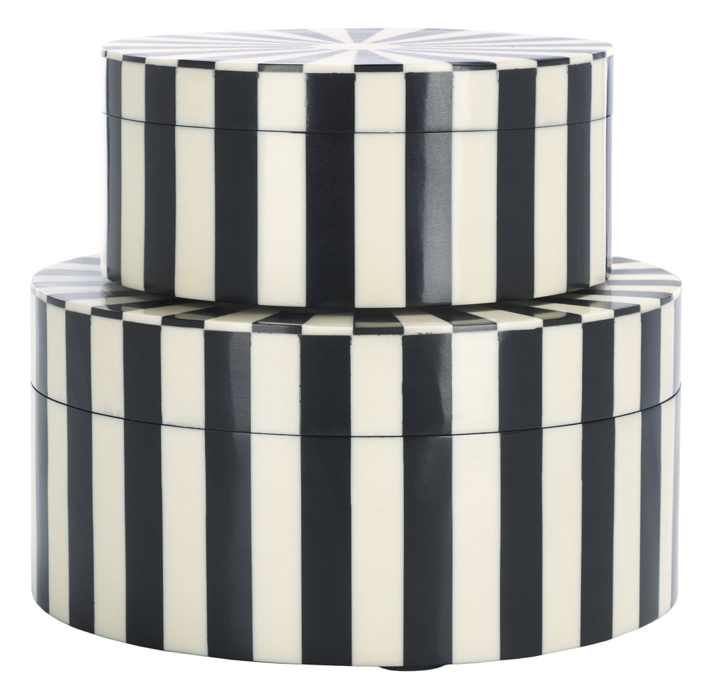 Safavieh Charli, Elegant Black/Ivory Decorative Box Set Of 2 - Chic Resin & Mdf Storage For Home Decor Black ,Ivory Resin+Mdf Rdc5000a-set2